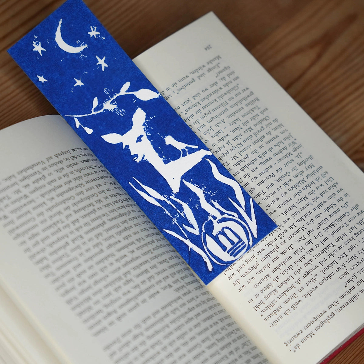 Handgemachter Linoldruck Lesezeichen Geschenkgutschein