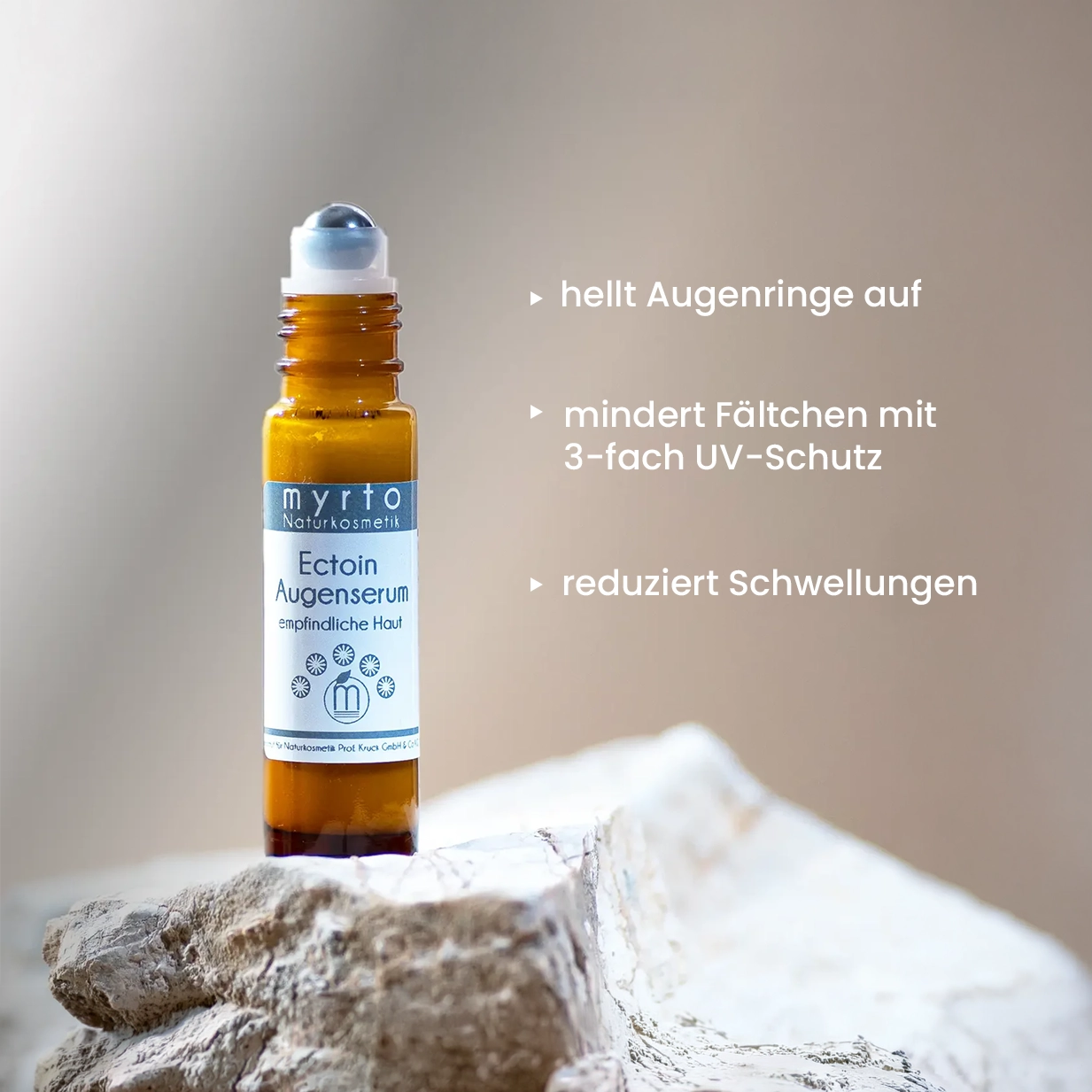 Ectoin Augenserum gegen Augenringe und Schwellungen schützt vor UV-bedingter Hautalterung | Myrto Naturkosmetik