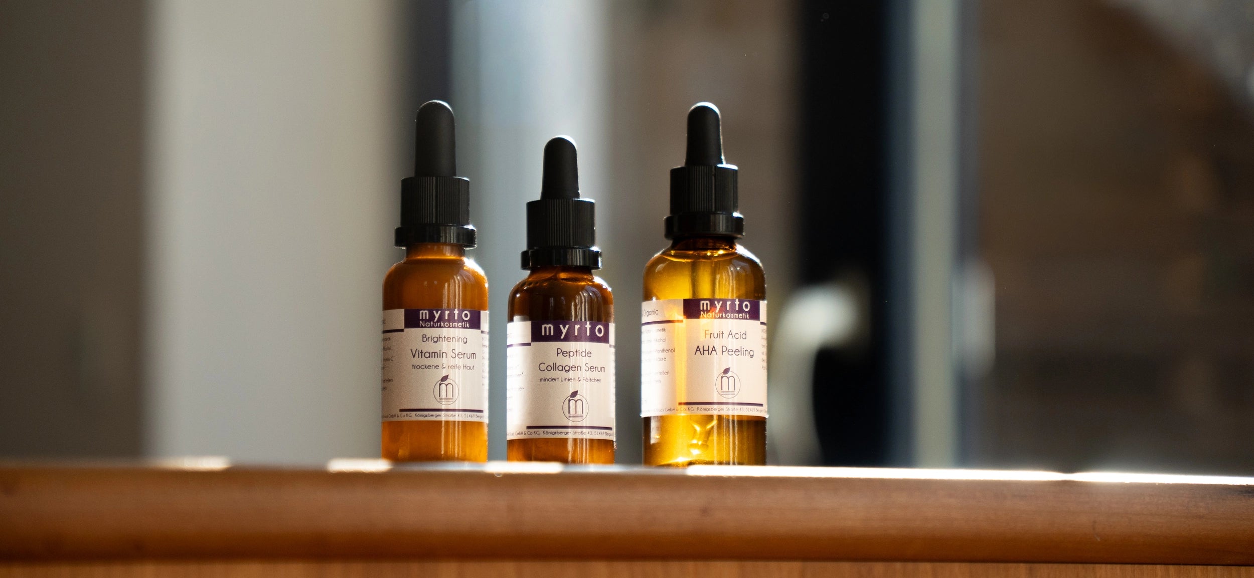 Anti Aging Routine mit Peptiden, AHAs, Vitamin C gegen Pigmentflecken und Falten | Myrto Naturkosmetik