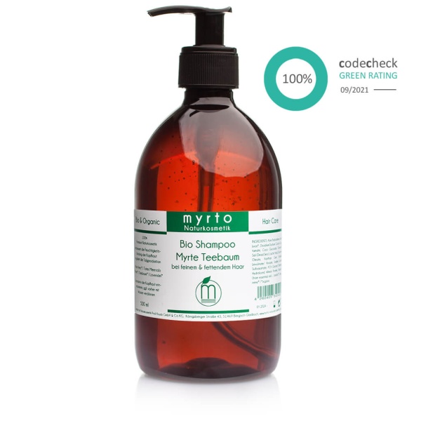 Myrtle Tea Tree Natural Organic Shampoo 500ml storage bottle