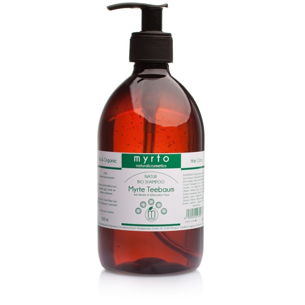 Myrtle Tea Tree Natural Organic Shampoo 500ml storage bottle
